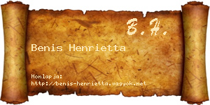 Benis Henrietta névjegykártya